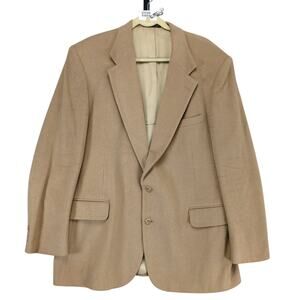 Robert Stock Men's 46L Camel 2-Button Blazer Suit Jacket Sports Coat, Academia